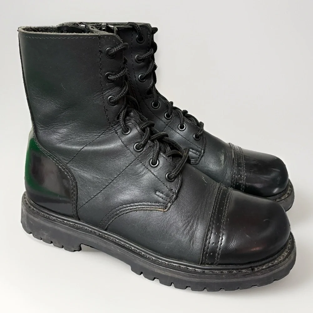 Bates Mens 8.5M Paratrooper Combat Boots Leather Black EO2184 Side Zip